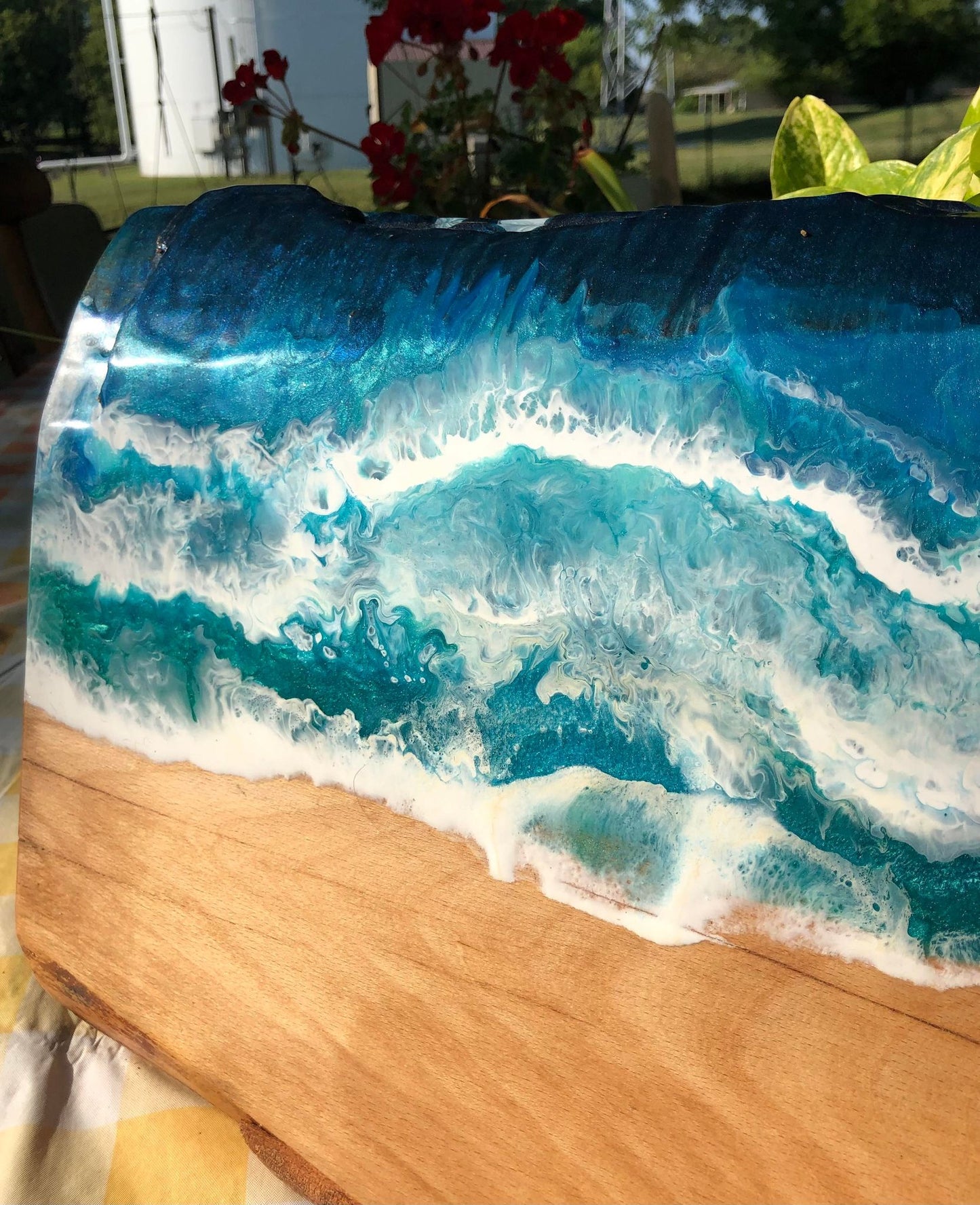 ***SOLD***  Stormy Beach Style Art Epoxy Charcuterie/Serving Board