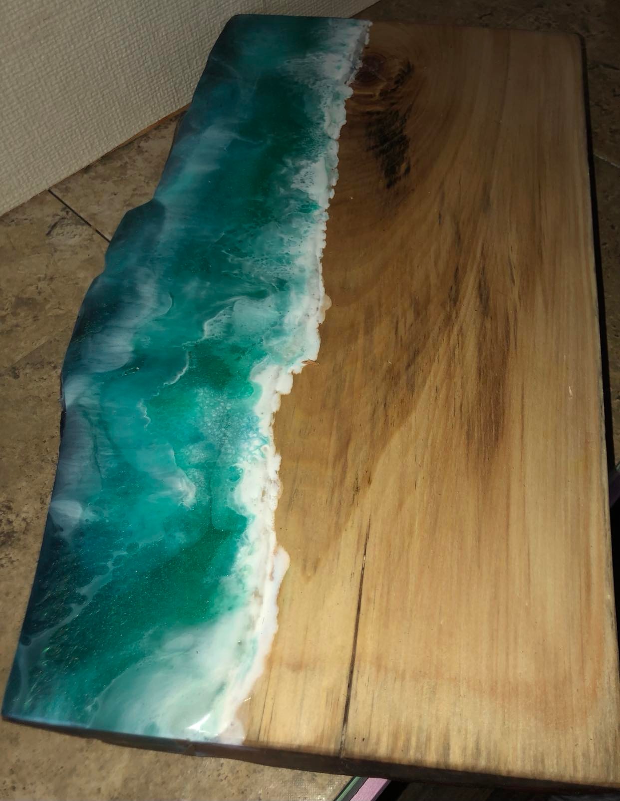 ****SOLD!!!!!!!!  Large Beach Board Epoxy Art Charcuterie/Serving Board